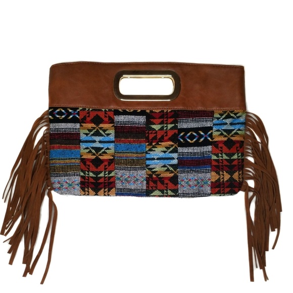Handbags - Boho Woven Clutch Purse with Fringe